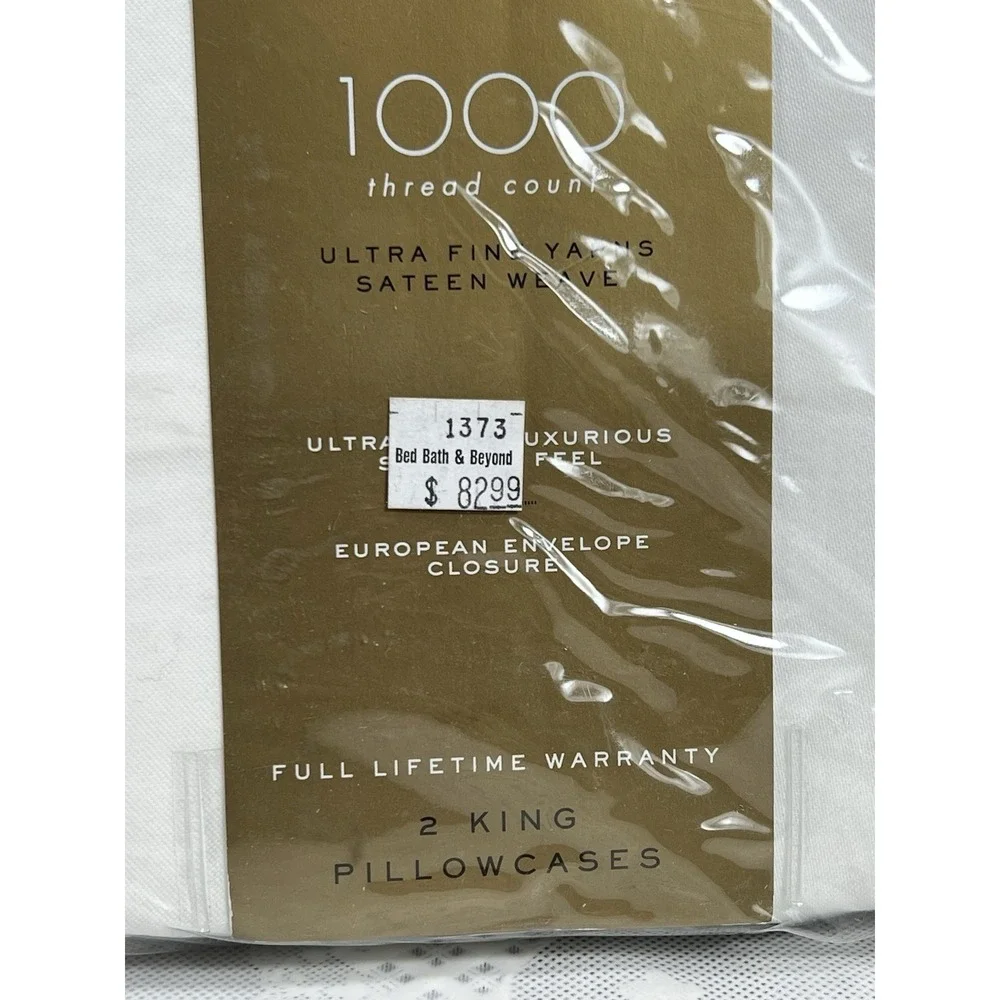 Wamsutta Dream Zone 2 Pillowcases 1000 Thread Count Pima Cotton StripeWHITE KING